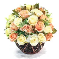 send 2 dozen peach and white roses in basket to philippines