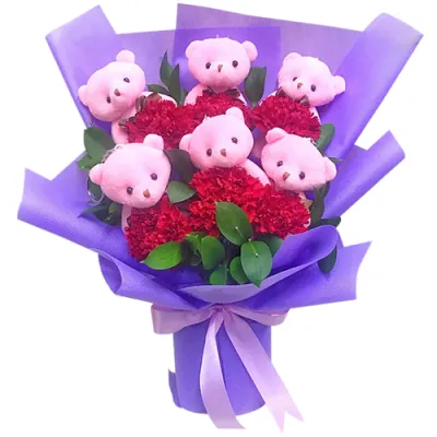 send 6 carnation and 6 mini teddy in bouquet to manila