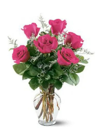 6 pieces pink rose in vase to philippines